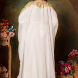 Back of Maha White Stylish Abaya Dress With Hand Embroidery