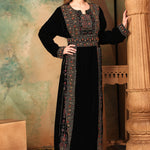 Side of Mariam Black Velvet Embroidered Gown