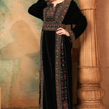 Side of Mariam Black Velvet Embroidered Gown
