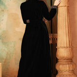 Back of Mariam Black Velvet Embroidered Gown