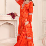 Women wearing Najma Red Rayon Cotton Kaftan with Lace Work