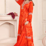 Women wearing Najma Red Rayon Cotton Kaftan with Lace Work