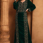 Noor Green Velvet Embroidered Gown
