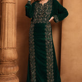 Noor Green Velvet Embroidered Gown