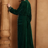 Back of Noor Green Velvet Embroidered Gown