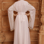 Back of Rowa White Moroccan Caftan With Hand Embroidery