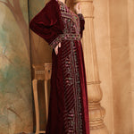 Side of Safa Brown Velvet Embroidered Gown