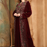 Side of Safa Brown Velvet Embroidered Gown