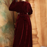 Back of Safa Brown Velvet Embroidered Gown