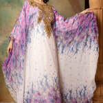 Side of Safiya Pink And White Printed Kaftan Dress With Hand Embroidery