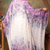 back of Safiya Pink And White Printed Kaftan Dress With Hand Embroidery