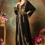 Saliha Black Moroccan Caftan With Hand Embroidery