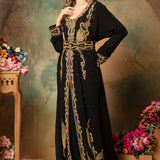 Saliha Black Moroccan Caftan With Hand Embroidery