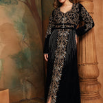 Samaira Black Velvet Embroidered Gown