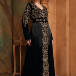 Side of Samaira Black Velvet Embroidered Gown
