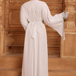 Back of Samar White Moroccan Caftan with Hand Embroidery