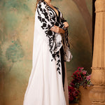 Side of Sana White And Black Farasha Stylish Aari Dress With Hand Embroidery