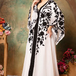 Sana White And Black Farasha Stylish Aari Dress With Hand Embroidery