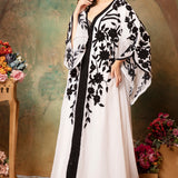 Sana White And Black Farasha Stylish Aari Dress With Hand Embroidery