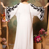 Back of Sana White And Black Farasha Stylish Aari Dress With Hand Embroidery