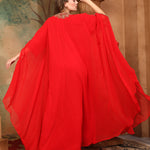 Back of Sarah Red Farasha Kaftan With Hand Embroidery