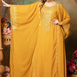 Selima Yellow Farasha Stylish Aari Dress With Hand Embroidery