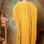 Back of Selima Yellow Farasha Stylish Aari Dress With Hand Embroidery