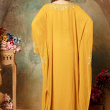 Back of Selima Yellow Farasha Stylish Aari Dress With Hand Embroidery
