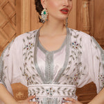 Closeup of Shifa Pink Moroccan Caftan With Hand Embroidery