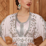 Closeup of Shifa Pink Moroccan Caftan With Hand Embroidery