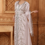 Side of Shifa Pink Moroccan Caftan With Hand Embroidery