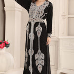Soma Black Moroccan Caftan with Heavy Silver Embroidery