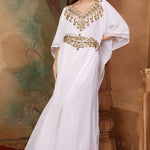 Sophia White Farasha Kaftan With Hand Embroidery