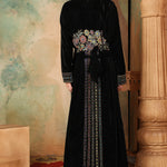 Back of Soumaya Black Velvet Embroidered Gown