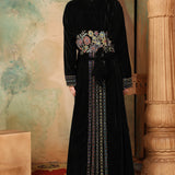 Back of Soumaya Black Velvet Embroidered Gown