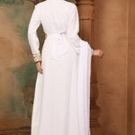 Back of Sultana White Moroccan Caftan With Hand Embroidery