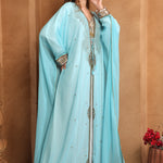 Side of Umarah Blue And White Inner Jacket Caftan With Lace Work