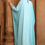 Back of Umarah Blue And White Inner Jacket Caftan With Lace Work