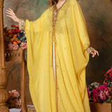 Victorya Yellow Inner Jacket Caftan With Lace Work