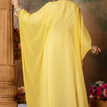 Back of Victorya Yellow Inner Jacket Caftan With Lace Work
