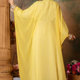 Back of Victorya Yellow Inner Jacket Caftan With Lace Work