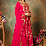 Side of Warda Red Stylish Abaya Dress With Hand Embroidery