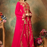 Side of Warda Red Stylish Abaya Dress With Hand Embroidery