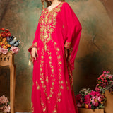 Warda Red Stylish Abaya Dress With Hand Embroidery