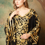 Closeup of Yasmeen Black Stylish Abaya Dress With Hand Embroidery