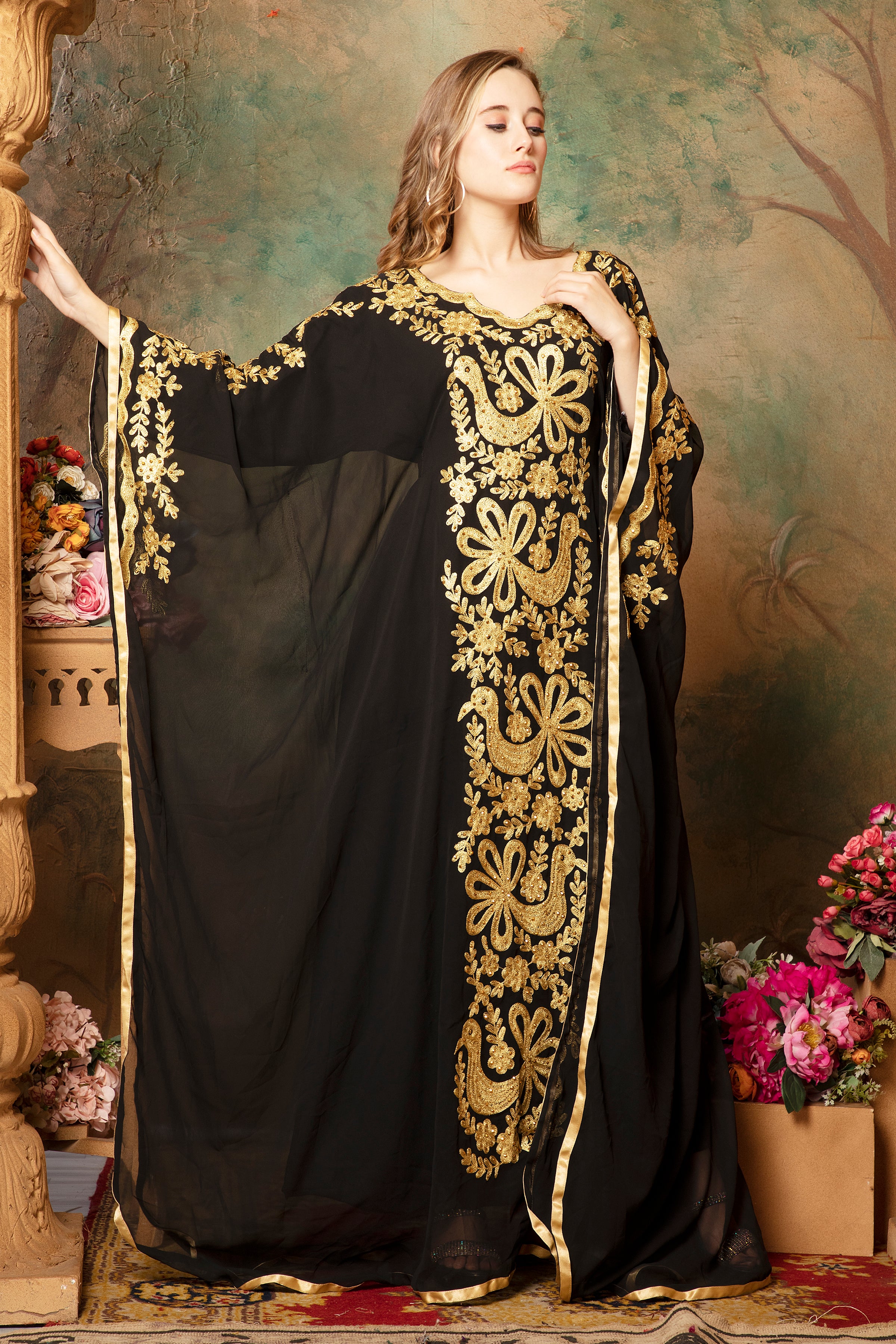Yasmeen Black Stylish Abaya Dress With Hand Embroidery