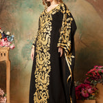 Side of Yasmeen Black Stylish Abaya Dress With Hand Embroidery