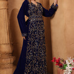 Side of Zahra Black Velvet Embroidered Gown