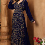 Side of Zahra Black Velvet Embroidered Gown