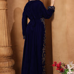 Back of Zahra Black Velvet Embroidered Gown